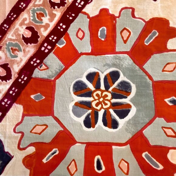 Anthropologie Risa Cotton Shower Curtain Boho Fall Multi-Color Neutrals 72x72 - Picture 7 of 16